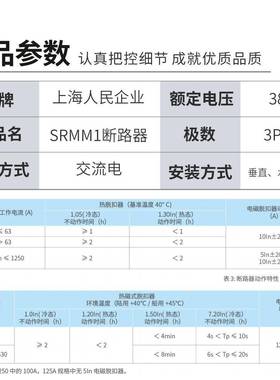 CM1塑壳断路器SRMM1-250A/3300塑壳断路器空开