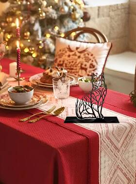 跨境爆款客厅办公室桌面装饰摆件时尚铁质立牌树枝豹节日理想礼物