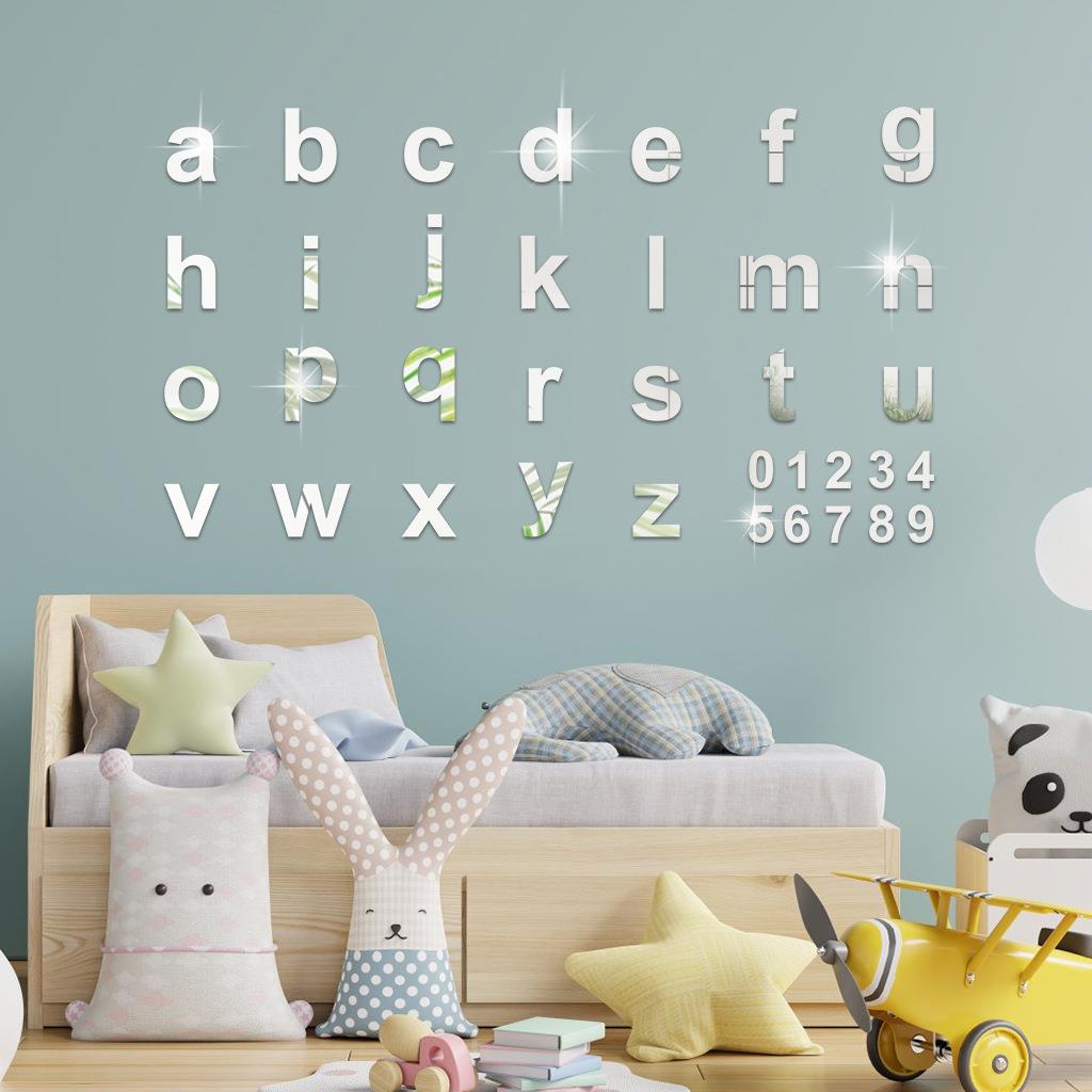 奥弗26个字母数字早教亚克力镜贴 SM455跨境数字幼儿园早教镜子贴