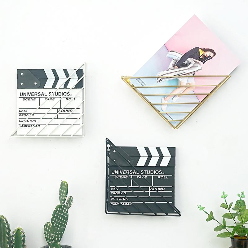 北欧铁艺壁挂书架壁饰绘本架杂志架简约办公室上墙资料收纳置书架