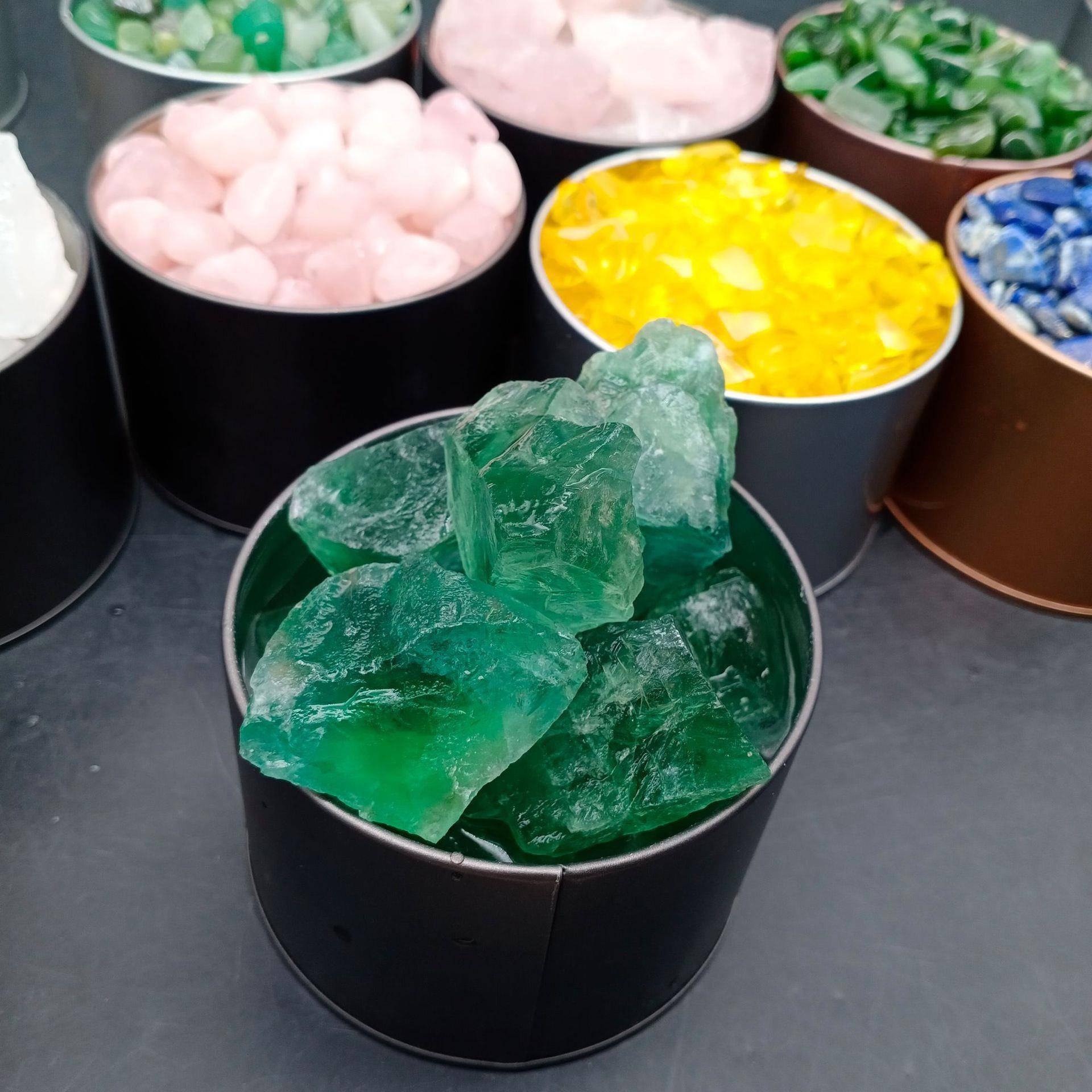 水晶扩香石 香薰石 精油香薰 家居扩香石摆件粉紫水晶绿萤石