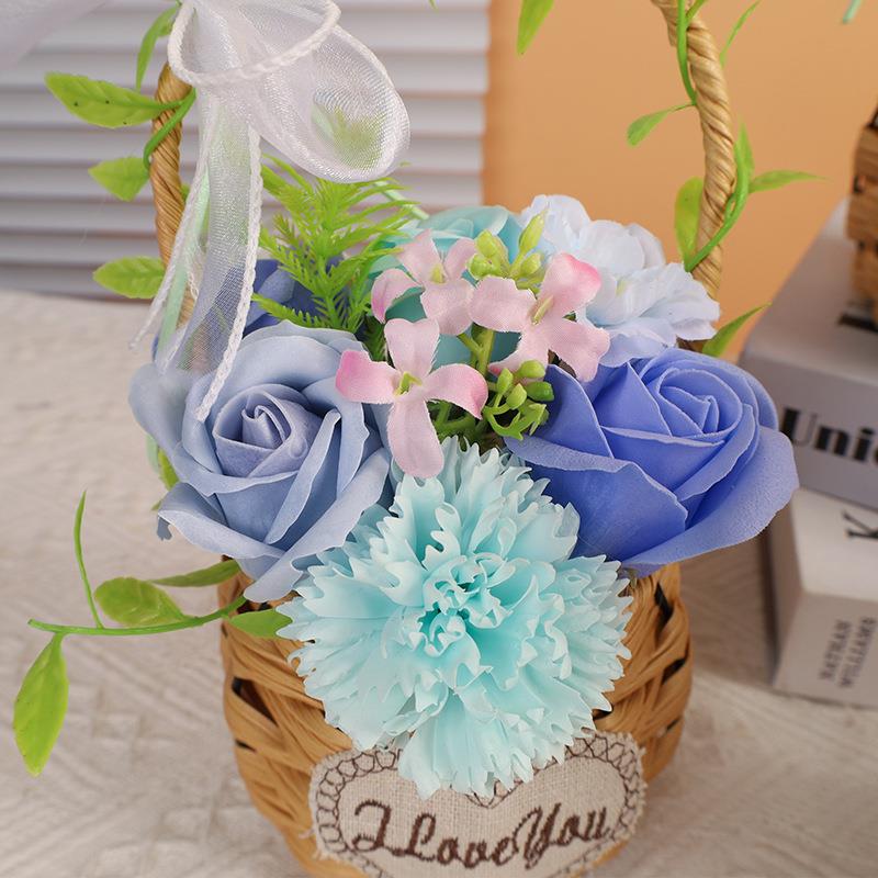 尤加利香皂花束七夕节礼物生日礼物摆摊玫瑰花束棉花干花花束摆件