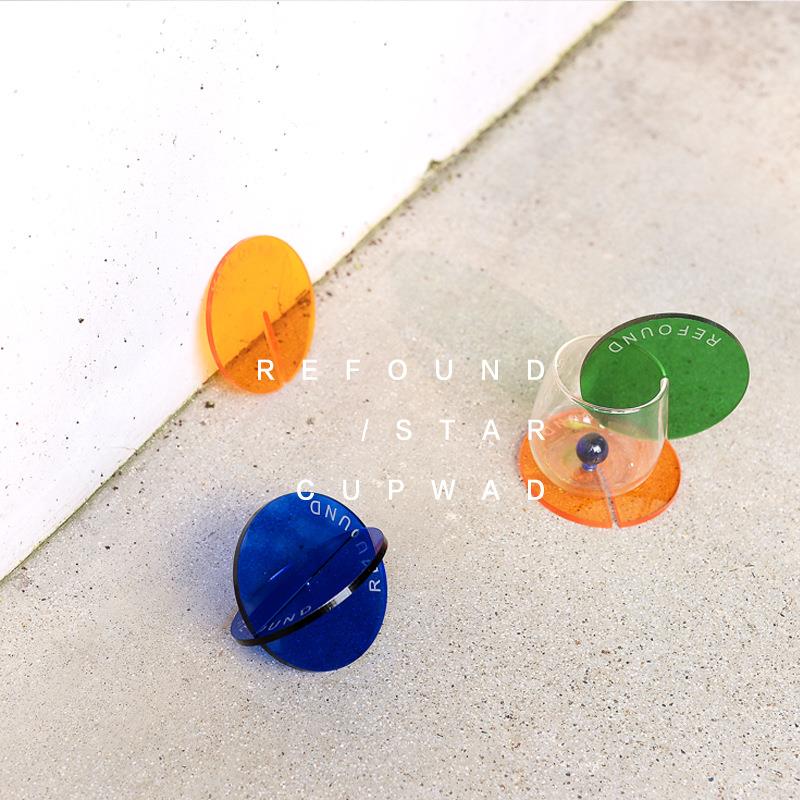 家居摆件彩色亚克力圆形杯垫创意玻璃水杯隔热垫ins潮流装饰摆件