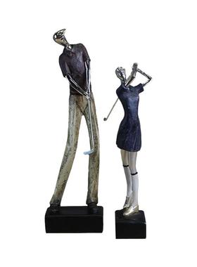 高尔夫人物情侣摆件酒店民宿家居软装饰品书柜桌面树脂工艺品