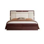 乌金木实木床现代轻奢软包床卧室双人床1.8米主卧1.5m新中式 婚床