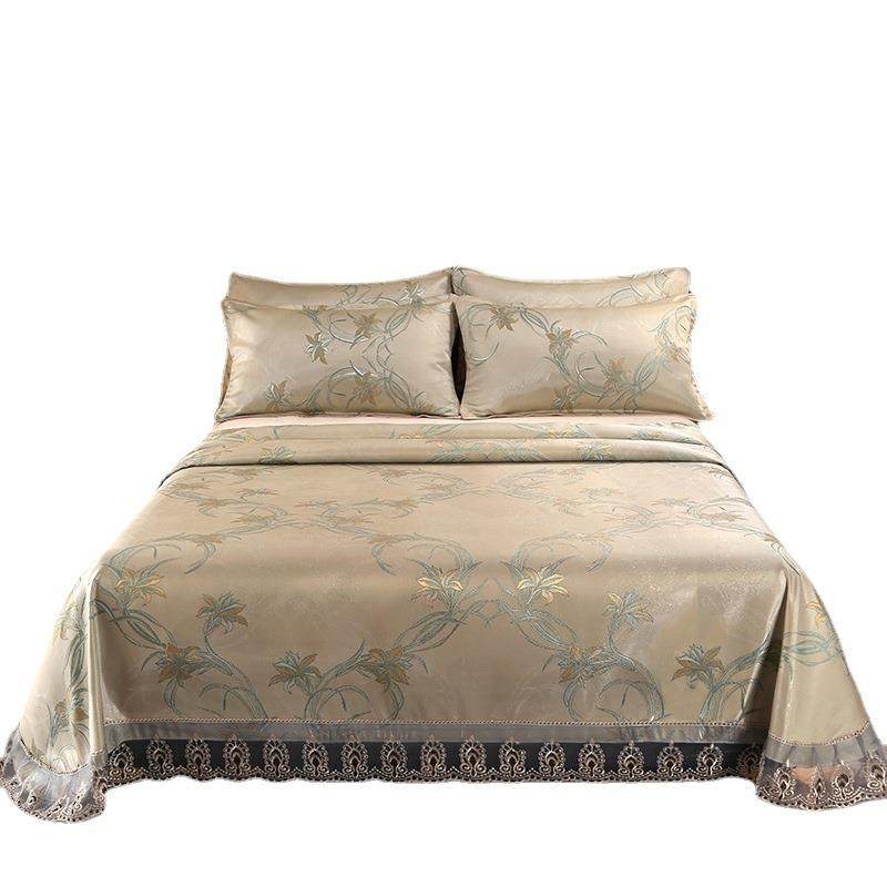 冰丝凉席三件套加厚炭光床盖款提花蕾丝花边复古夏季空调席子,床上用品,冰丝席,淘宝优惠券,粉丝福利购,淘宝优惠卷