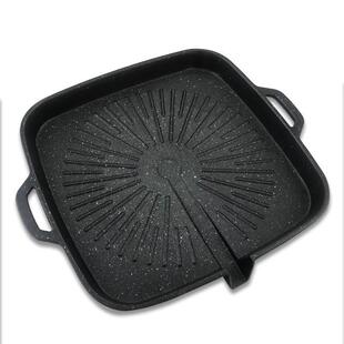 韩式电磁炉烤盘家用明火不粘涂层烤肉锅商用铁板烧烤肉方盘