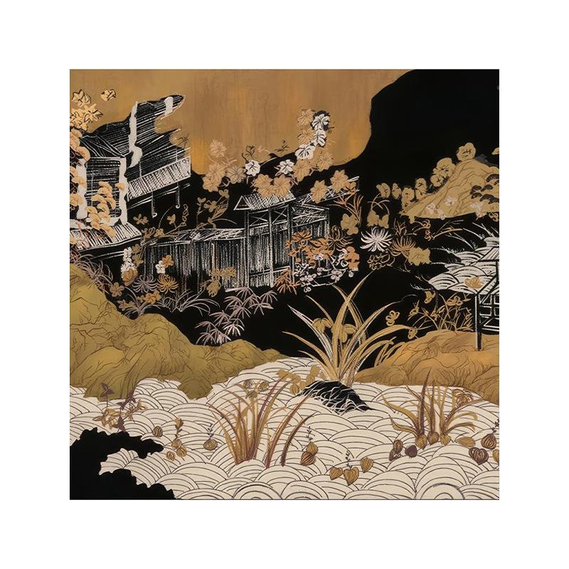 闲庭小院饰古法式中古风艺术客厅装画复新中式山野QZ202310挂玄关