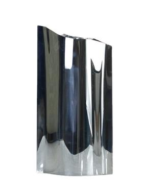 简约现代扁形不锈钢花器皮革金属花瓶轻奢桌面摆件客厅酒柜