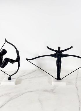 新中式样板房客厅酒柜书桌装饰品艺术酒店大厅会所雕塑摆件工艺品