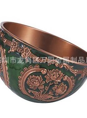 欧式创意复古斜口碗锌合金果皮碗ktv豪华桌面垃圾碗雕花水果碗