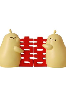 贝汉美喜字可爱抱抱梨摆件家居装饰品客厅桌面男女生新婚七夕礼物