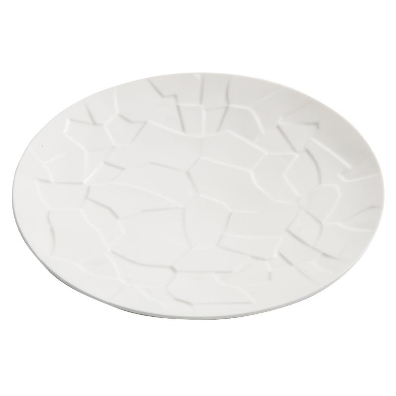 浮雕高档白色釉下瓷彩陶西2餐盘平盘菜圆盘家用203新FPM款盘盘