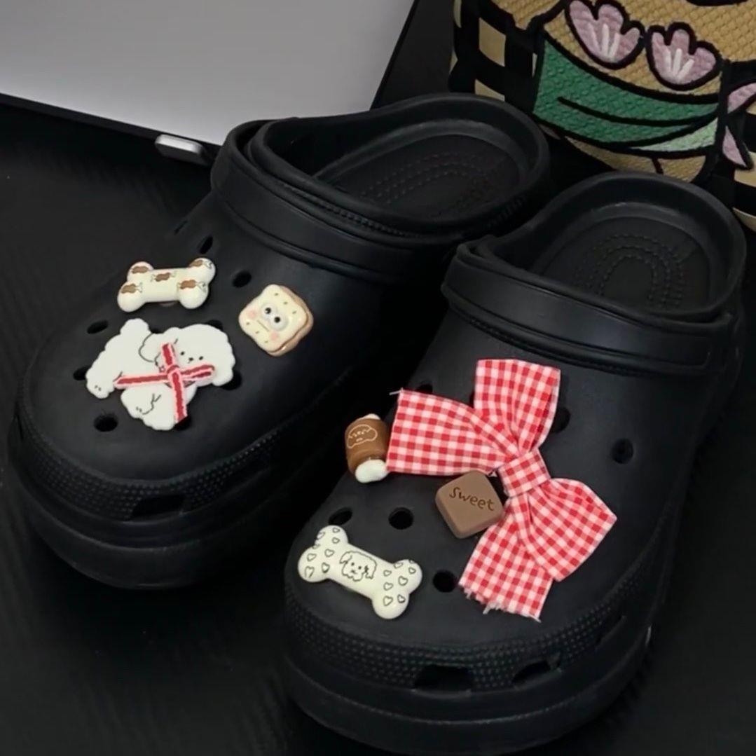 新款卡通洞洞鞋配饰小红书蝴蝶结小狗洞洞鞋鞋花鞋扣洞洞鞋装饰