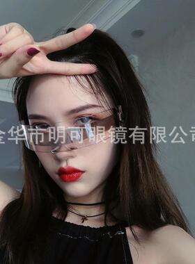 赛博朋克未来科技感一体式眼镜跨境欧美派对墨镜炫酷AI造型太阳镜