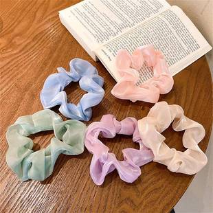 简约气质纯色纱布大肠发圈网纱马尾头绳发绳扎头发绳橡皮筋发饰