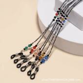 时尚 文艺复古美观小众眼镜链子眼镜绳眼镜防滑带 潮流手工水晶个性