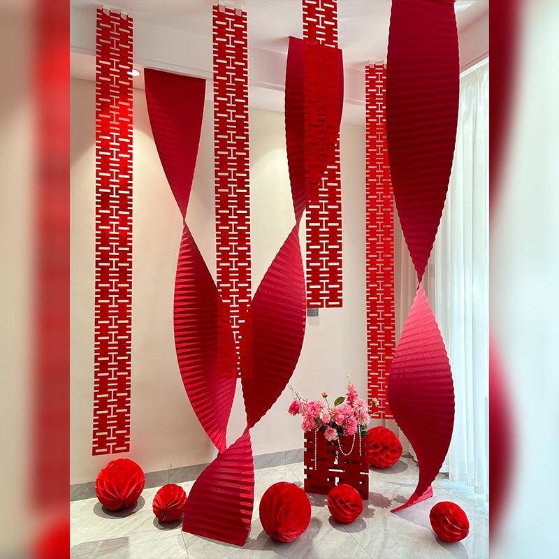 婚礼布置装饰用品红色中式纸灯笼结婚装饰婚房布置婚礼背景墙折纸