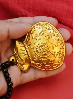 招财福袋手把件手中有钱实心黄铜手上把件铜日进斗金钱袋挂件礼品
