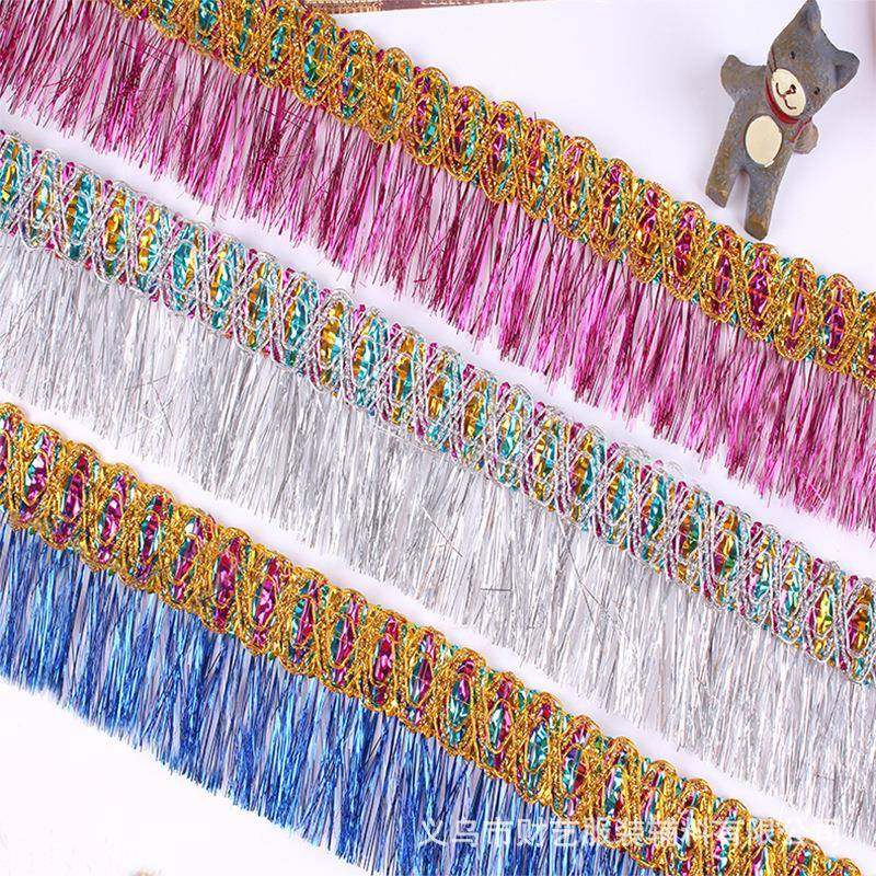 厂家彩色流苏花边服装辅料财艺窗帘花边拉丁舞金色排须花边