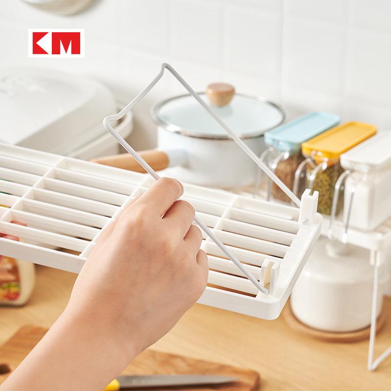 可折叠桌面置物架分层小型架子厨房杂物整理落地收纳架衣柜隔层架