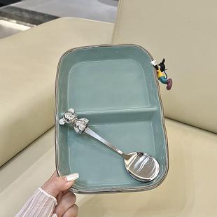 轻奢北欧风陶瓷碗釉下彩工艺分格饭碗高颜值银边瓷碗饭盘 新品