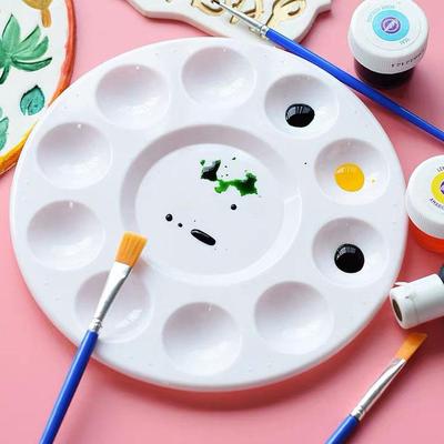 厂家直销pp料调色盘水彩盘国画调色盒加厚梅花盘儿童DIY调色蝶