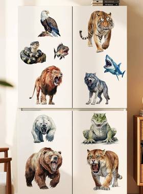 非洲动物墙面贴画儿童房老虎狮子棕熊可移除自粘背景墙贴画69181