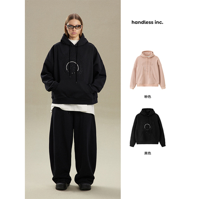 handless inc | unisex-重磅字母徽章连帽套装-卫衣