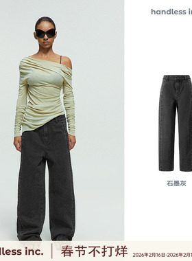 handless inc | casual系列-明线压褶水洗牛仔裤