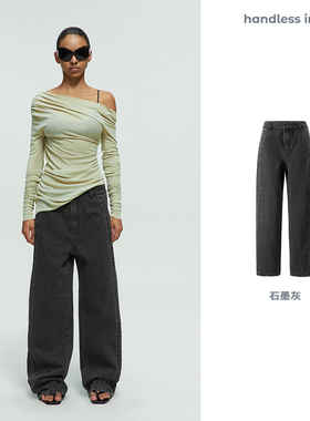 handless inc | casual系列-明线压褶水洗牛仔裤