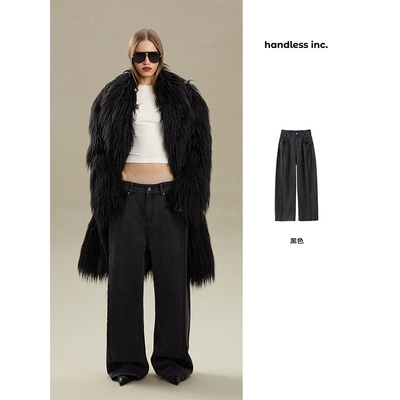 【年终巨惠 】handless inc | casual系列宽松活页压褶镰刀牛仔裤