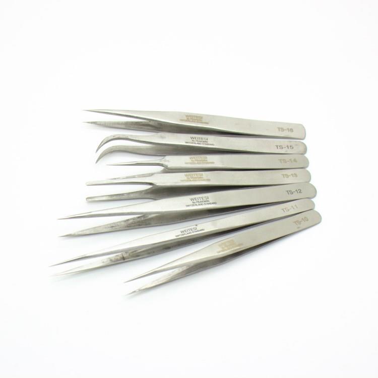 WTS精密不锈钢镊子 尖头弯头镊 电子焊接用镊子 防磁耐酸
