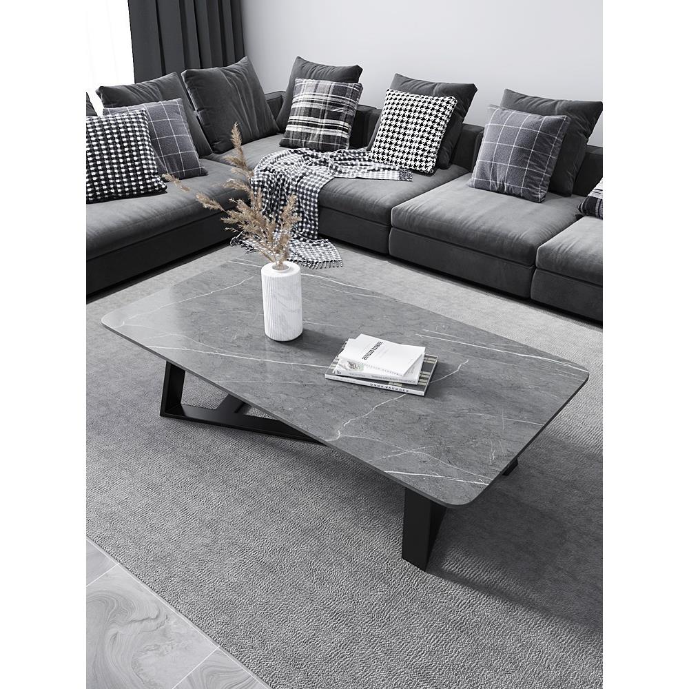 意式岩板茶几客厅小户型家用现代简约大理石高级感极简轻奢花几桌