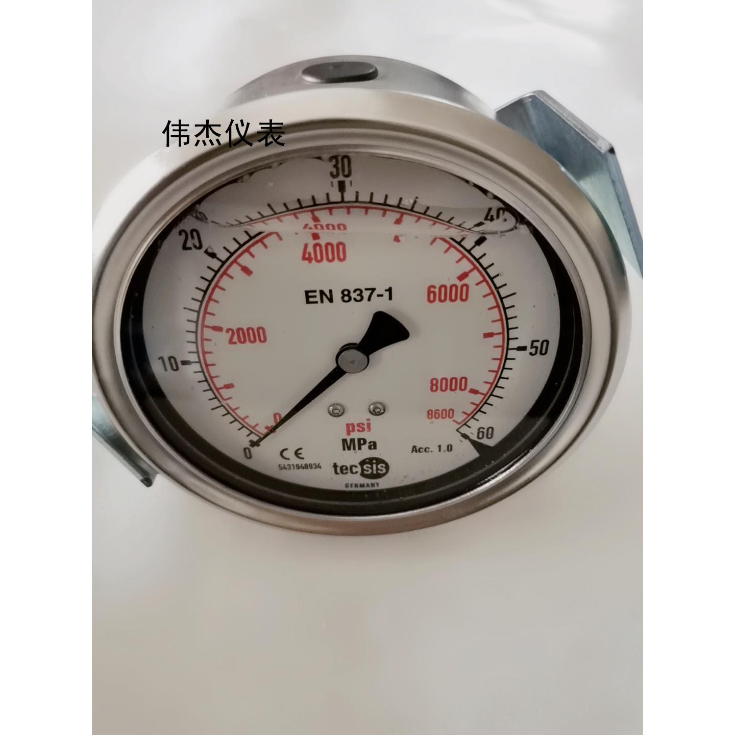 力劲注塑机原装德国TECSIS泰科思0-60MPa压力表油压表100MM表面