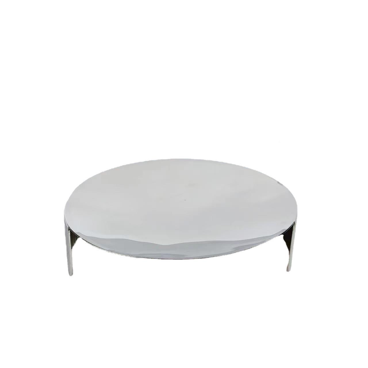 北欧意属镜抛光褶面皱不锈钢亮面创金托盘样8358板间置物碟摆件