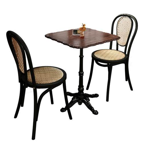 实木奶茶咖啡店红橡木方桌复古咖啡厅桌椅组合商用西餐厅甜品桌子