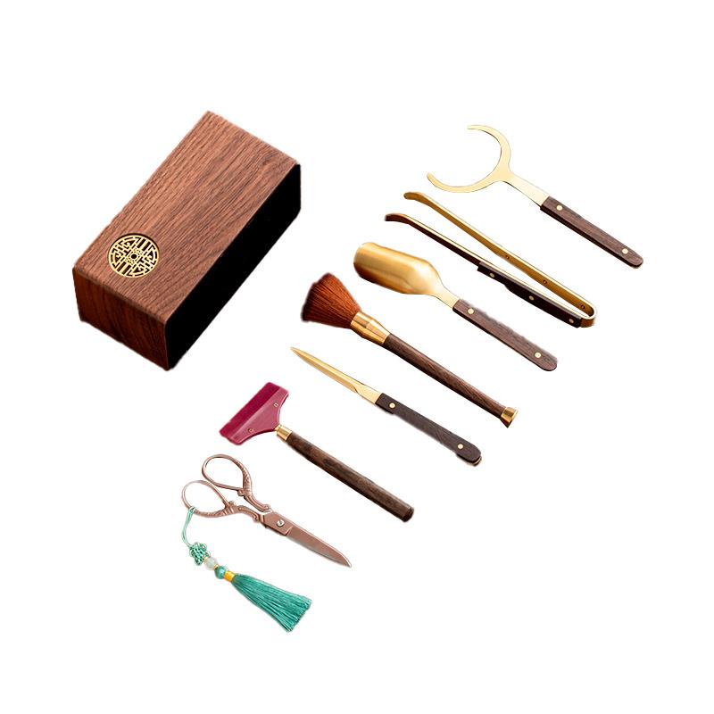 胡桃茶桌道六文君子套装实木笔筒中式房面收纳筒办公大容量木dsad