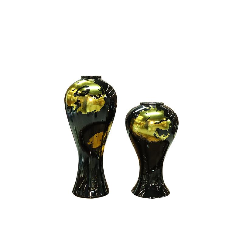 轻奢贴金箔陶瓷花瓶酒店样板房民宿家居桌面干花鲜花可水培插花器图片