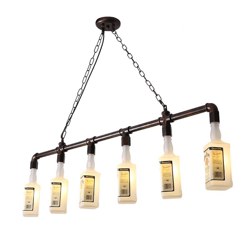loft工业意风水管店吊灯厅餐酒吧台创酒瓶灯美式复古咖啡铺灯具