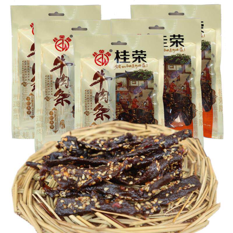 70克*5袋 桂荣牌特辣烧烤味牛肉条/香辣牛肉巴 广西南宁特产小吃