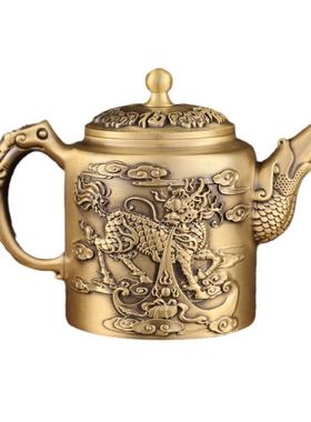 厂家黄铜制作各种百福茶壶茶杯铜茶壶铜茶壶把玩工艺