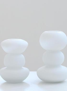 现代简约中古白瓷玻璃花创意甜甜圈花瓶桌面客厅酒店软装设计摆件