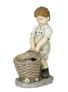 欧式乡村别墅卡通人物花盆庭院园艺摆件花园小孩树脂工艺品花缸