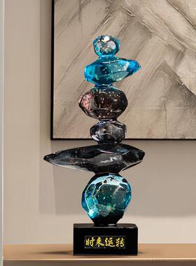 水晶时来运转书房办公室桌面摆件轻奢高档客厅电视柜酒柜装饰摆设