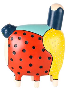 现代极简抽象彩色波点猫咪摆件样板间电视柜儿童房装饰品卡通摆设