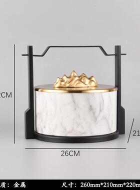 酒店样板间轻奢新中式摆件高档提篮盒装饰品酒店别墅展柜软装布置