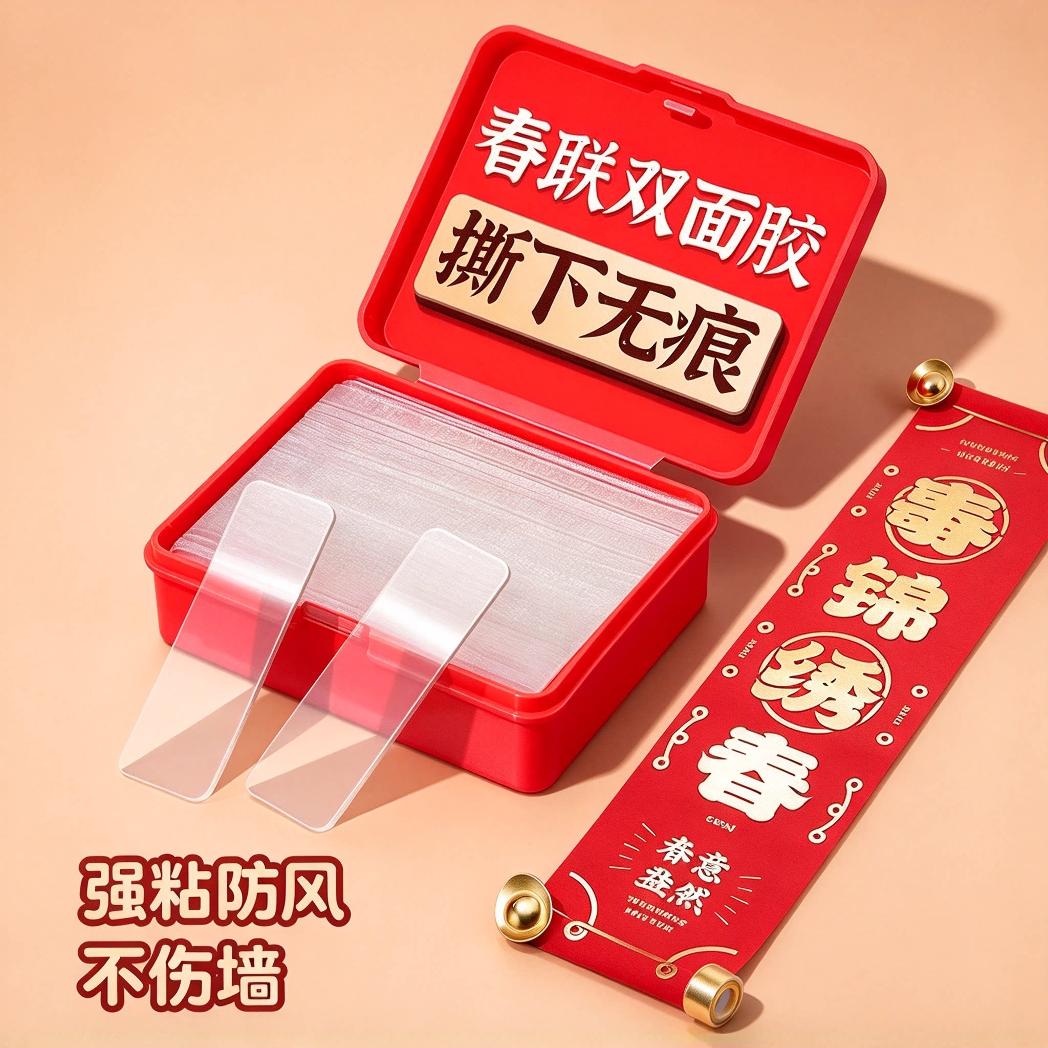 无痕透明强力贴春联双面胶