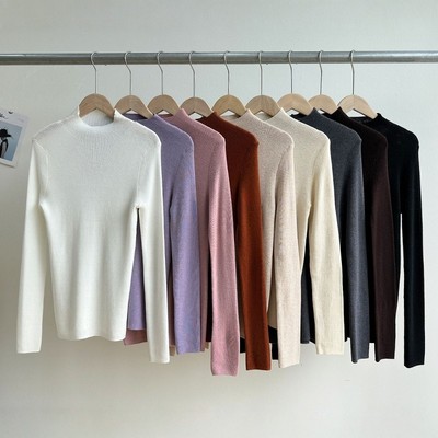 秋冬14针细羊毛腈纶混纺针织衫女