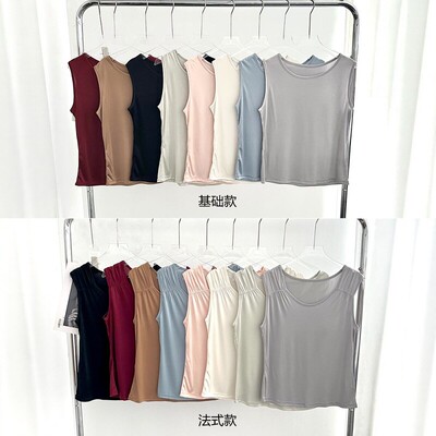 夏季凉感醋酸丝滑法式无袖女背心